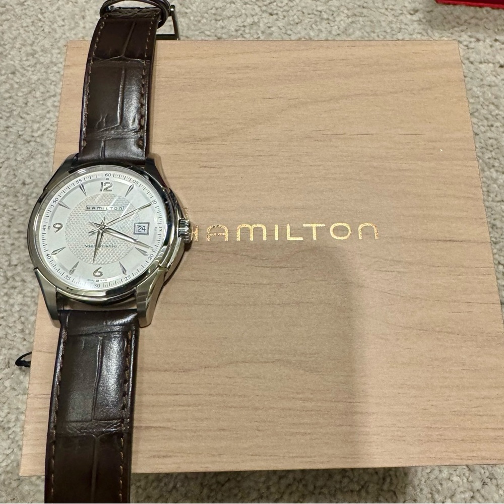 Hamilton Automayic Silver Face with Brown Leather Strap Watch